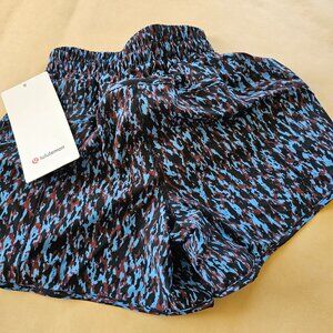 Lululemon Track That MR Short 5' lined, retro colors (Blu, brn, blk), size 0